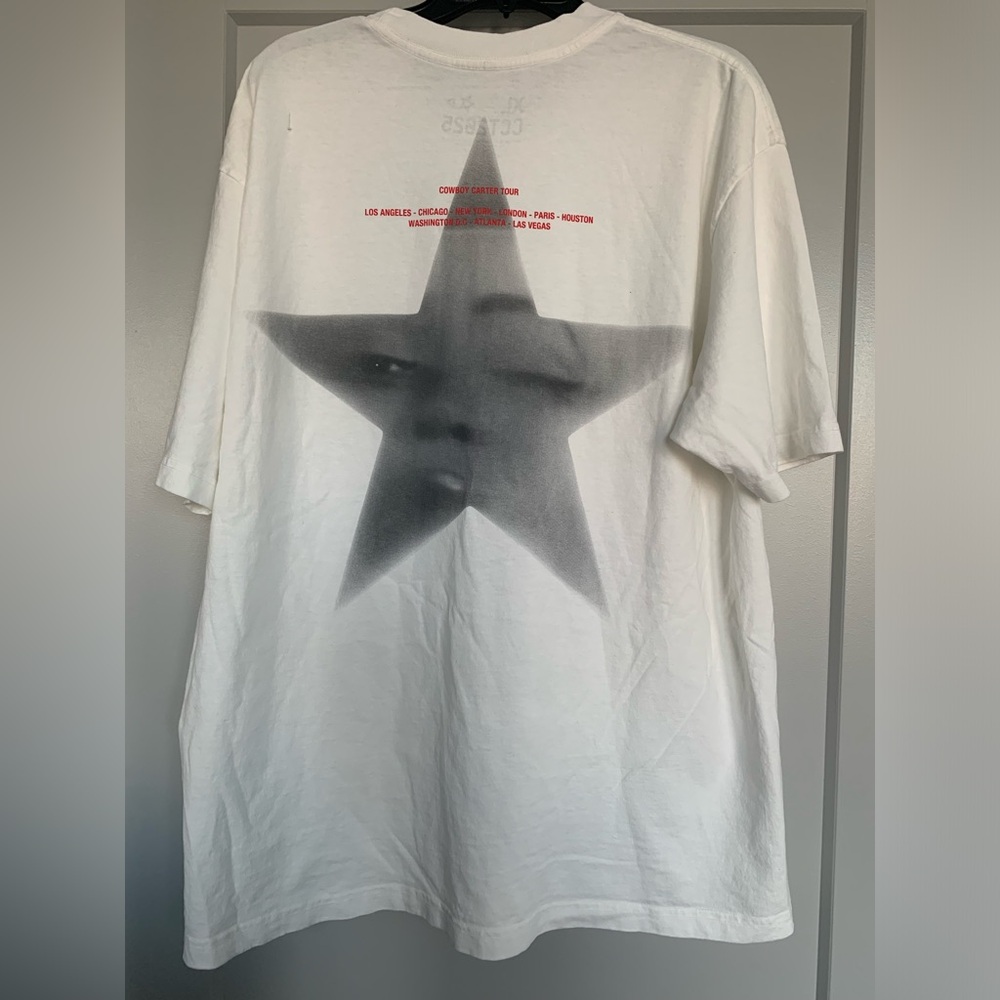 New Beyonce Cowboy Carter Ghost Star Tee 2025 White/Grey Size XL 100% Cotton - Picture 2 of 10